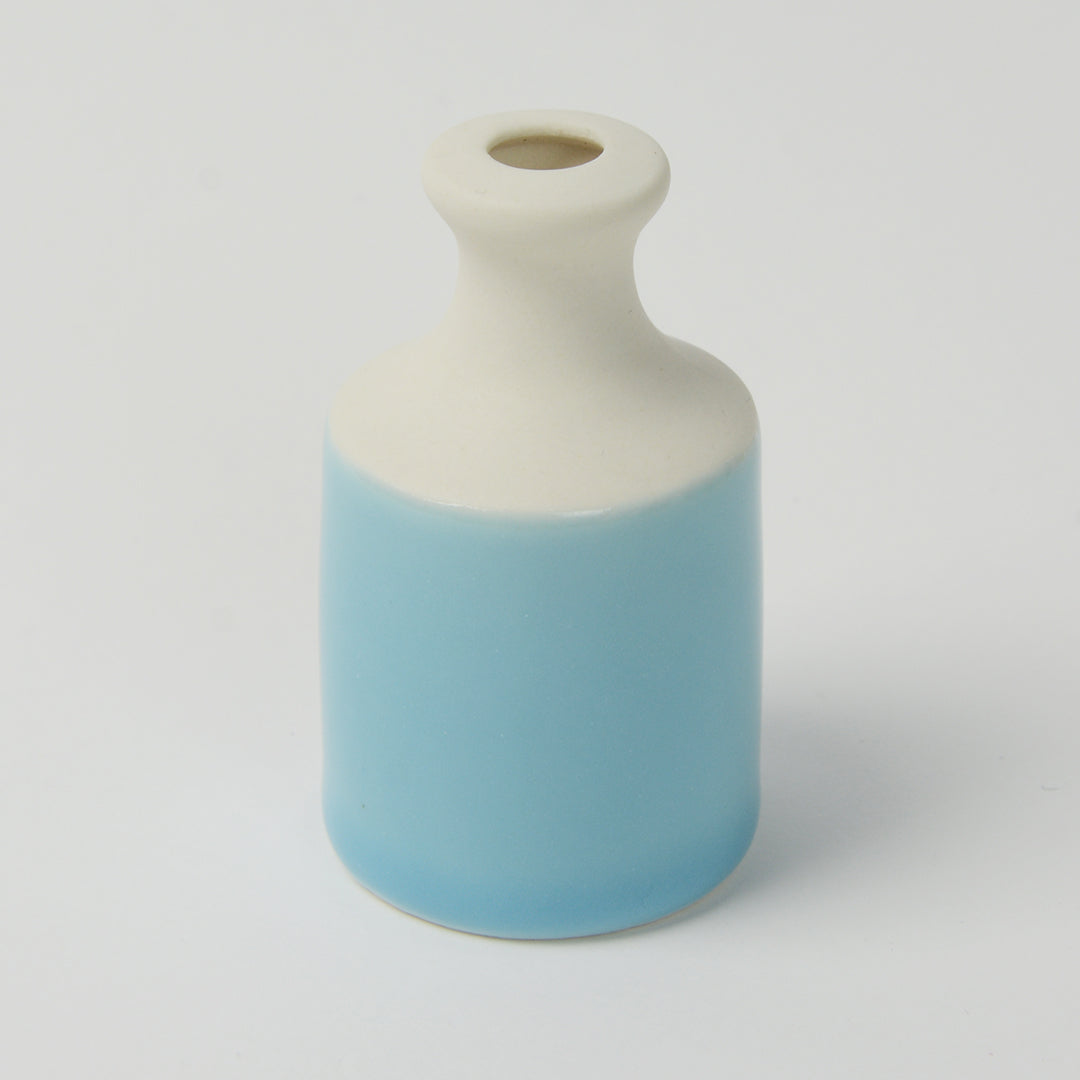 Sky Blue Miniature Bottle Vase, Handmade Porcelain