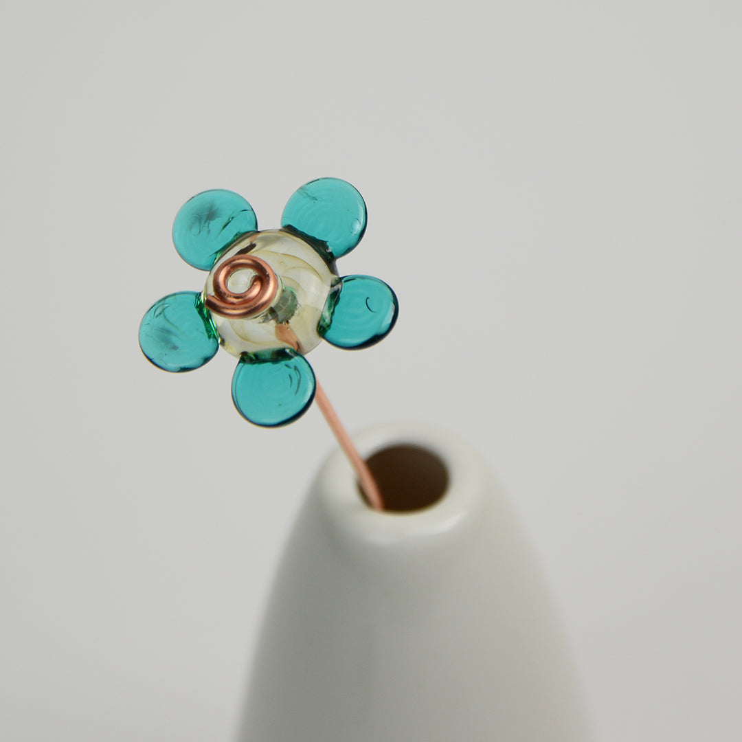 Dark Teal Daisy, Single Stem
