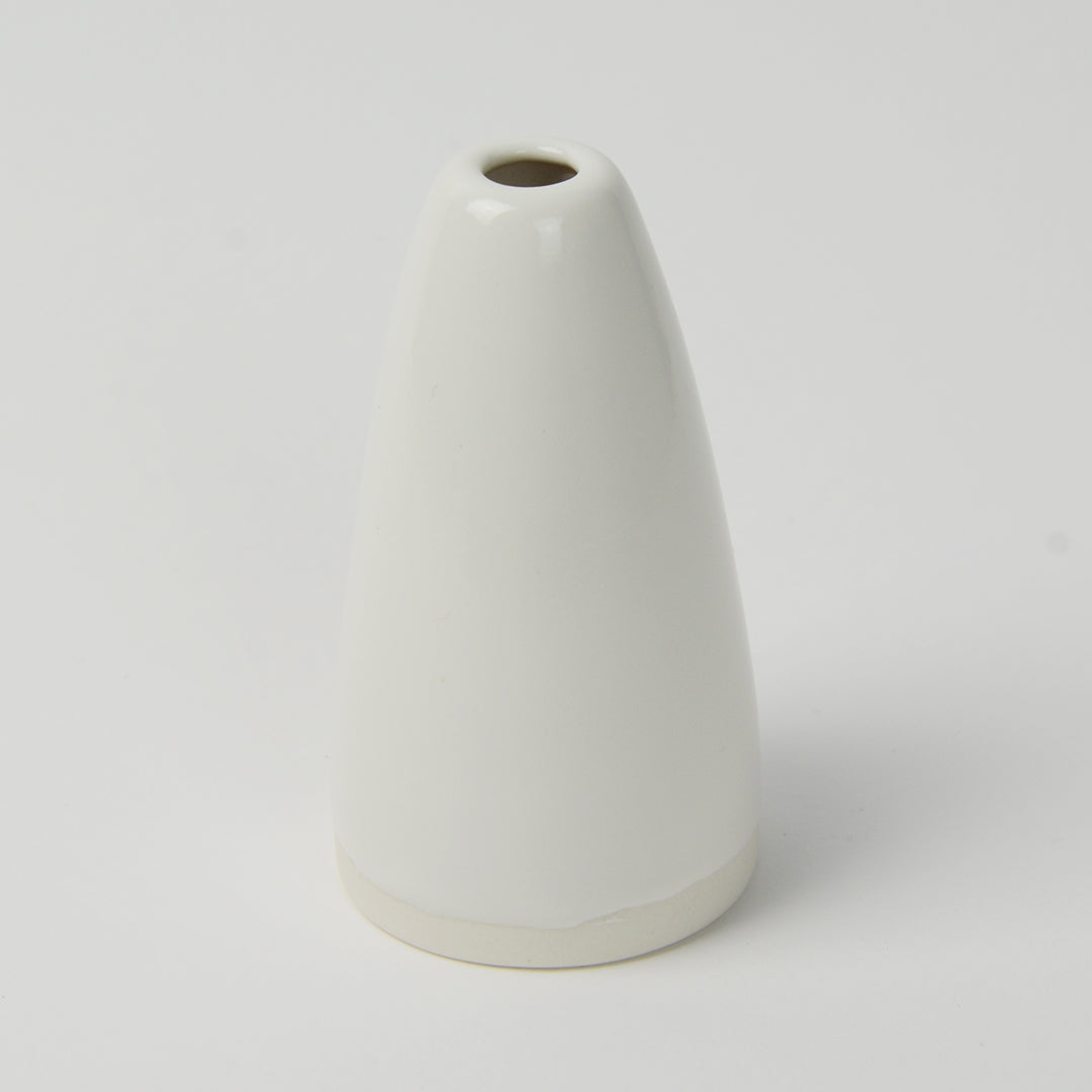 White Miniature Cone Vase, Handmade Porcelain