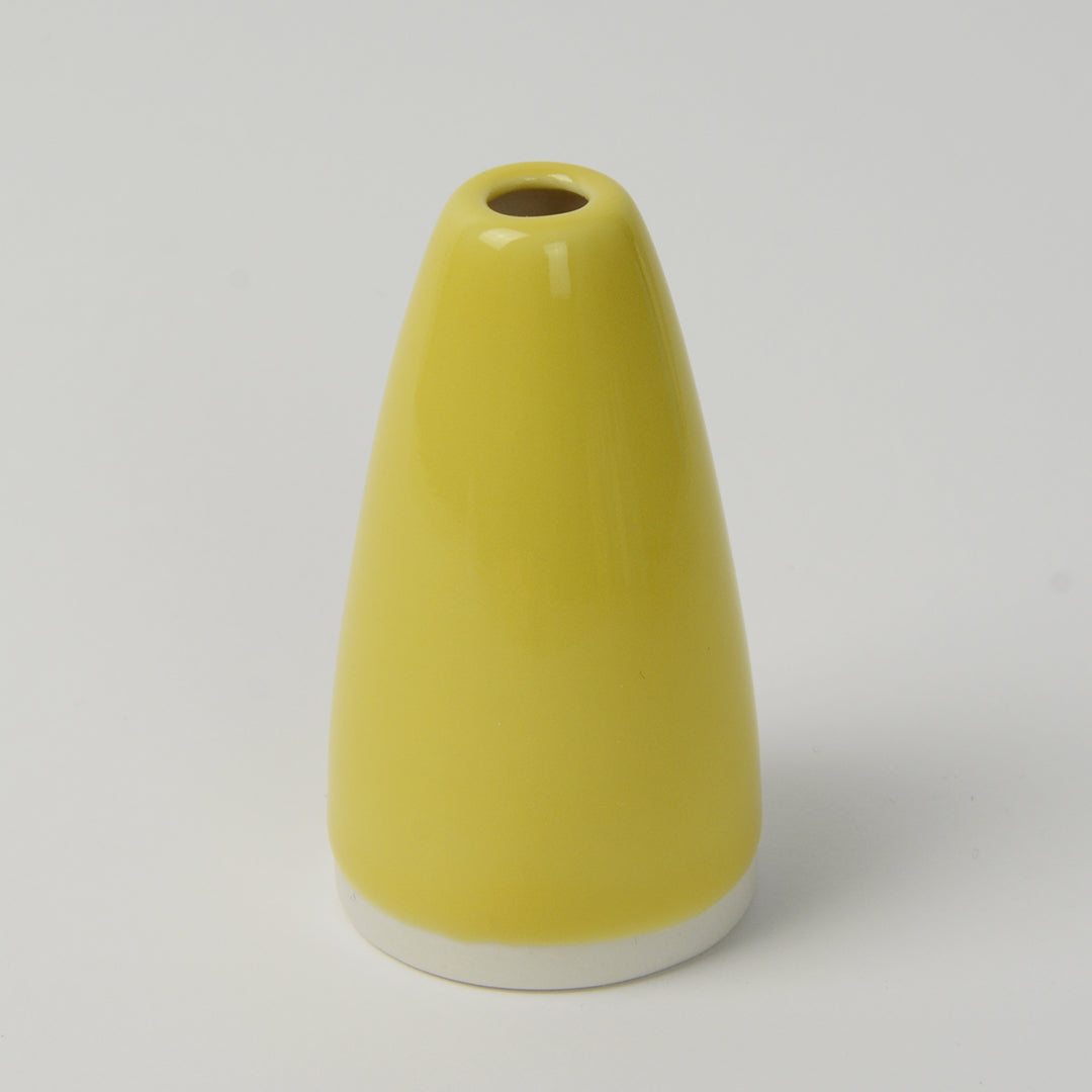 Yellow Miniature Cone Vase, Handmade Porcelain