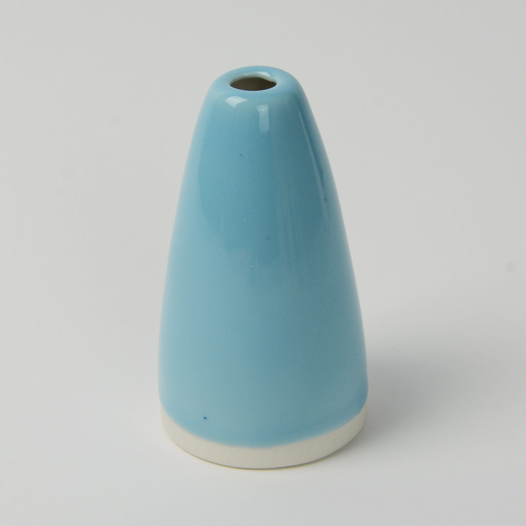 Sky Blue Miniature Cone Vase, Handmade Porcelain