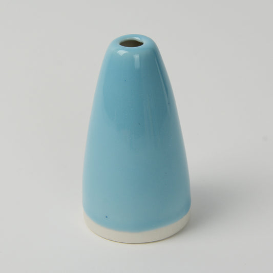 Sky Blue Miniature Cone Vase, Handmade Porcelain