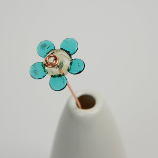 Dark Teal Daisy, Single Stem