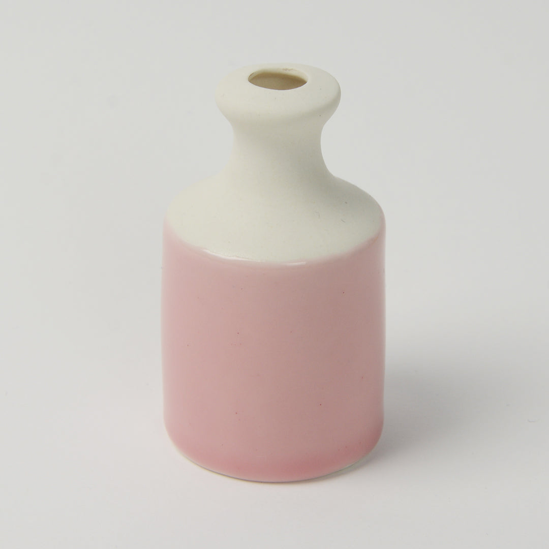 Dusky Pink Miniature Bottle Vase, Handmade Porcelain