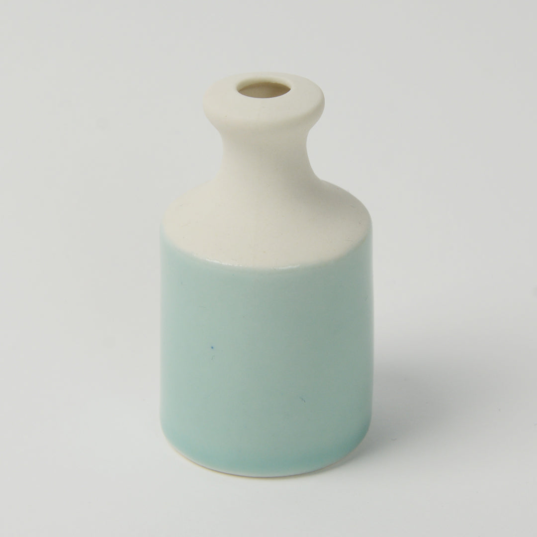 Pale Teal Miniature Bottle Vase, Handmade Porcelain