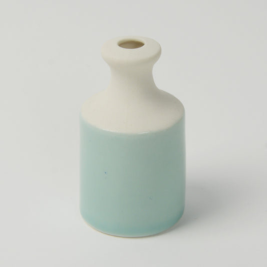 Pale Teal Miniature Bottle Vase, Handmade Porcelain