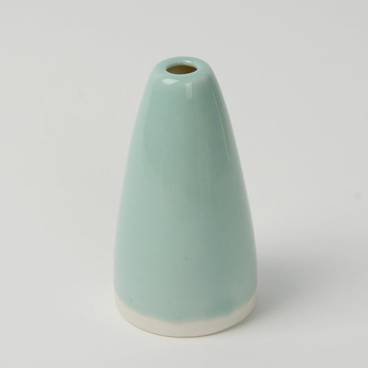 Pale Teal Miniature Cone Vase, Handmade Porcelain