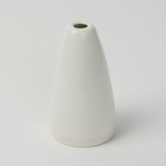 White Miniature Cone Vase, Handmade Porcelain
