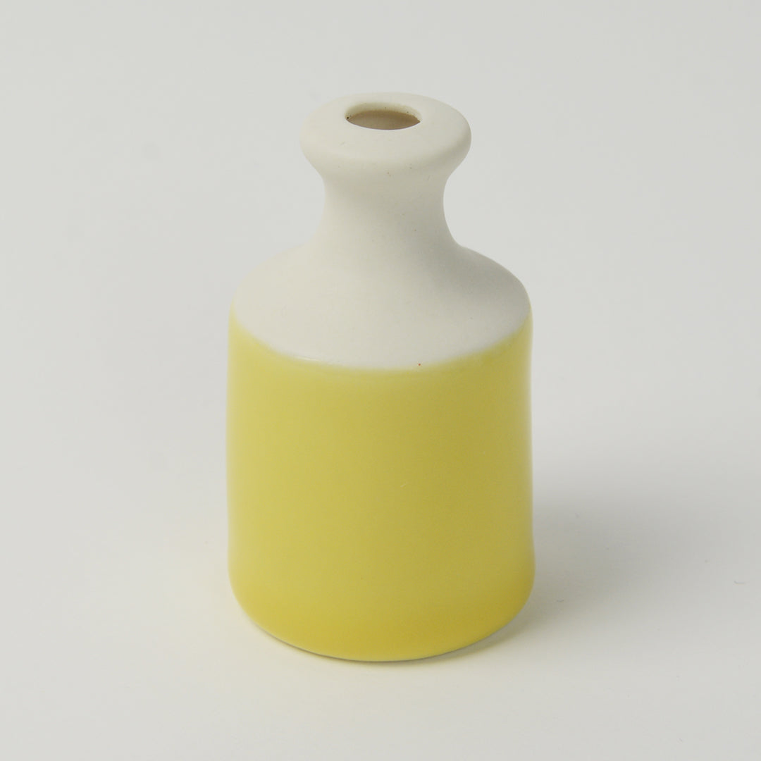 Yellow Miniature Bottle Vase, Handmade Porcelain