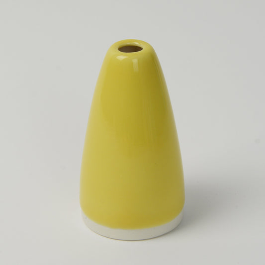 Yellow Miniature Cone Vase, Handmade Porcelain